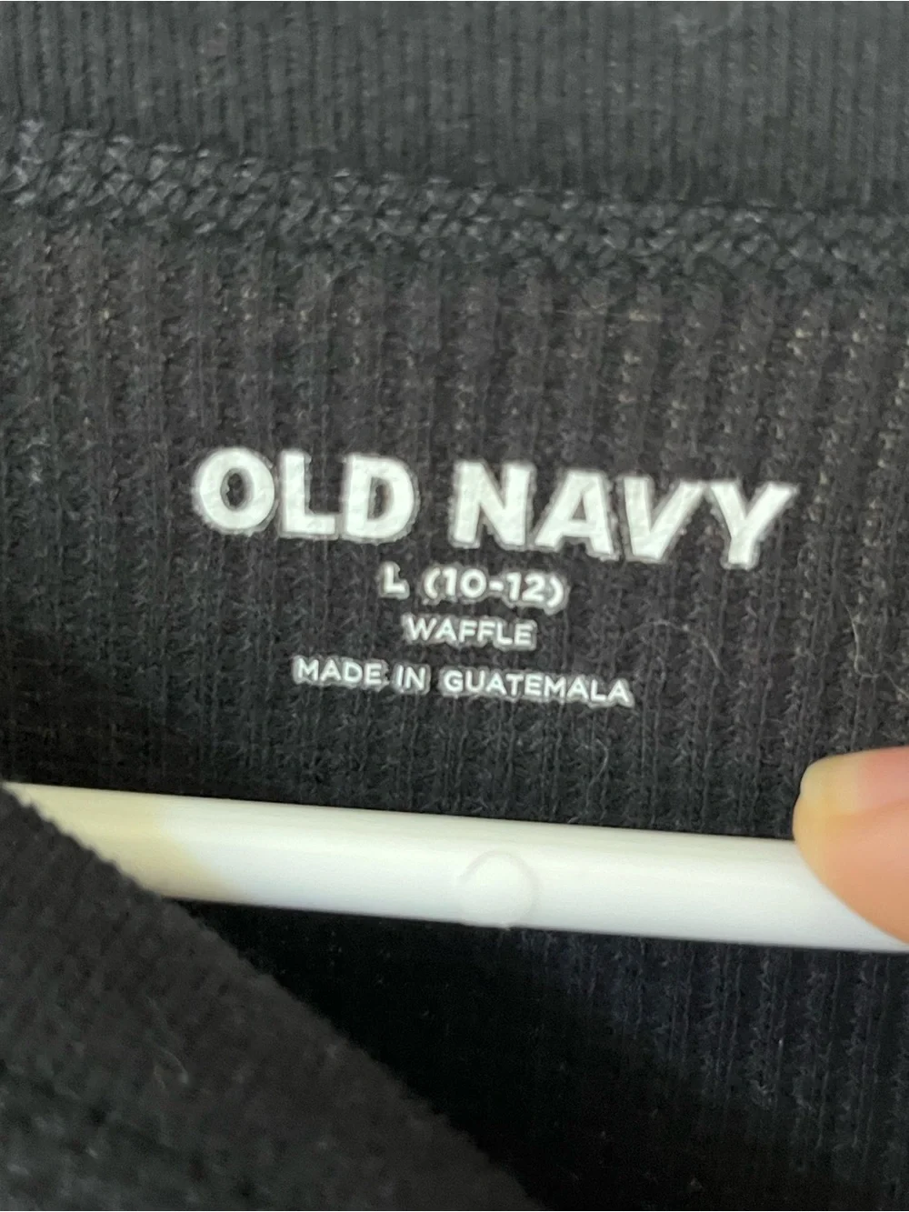 Girls Old Navy Black Waffle Knit Long Sleeve Top